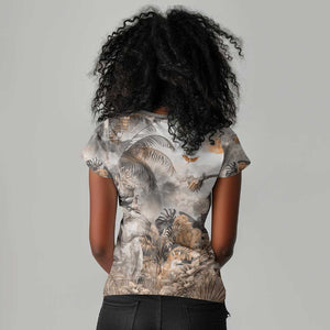 Afro Safari Animals Women V-Neck T-Shirt