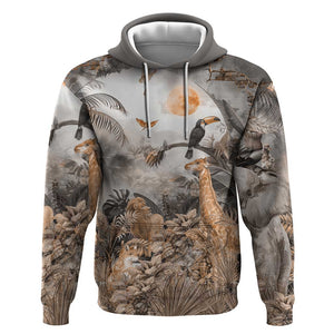 Afro Safari Animals Zip Hoodie