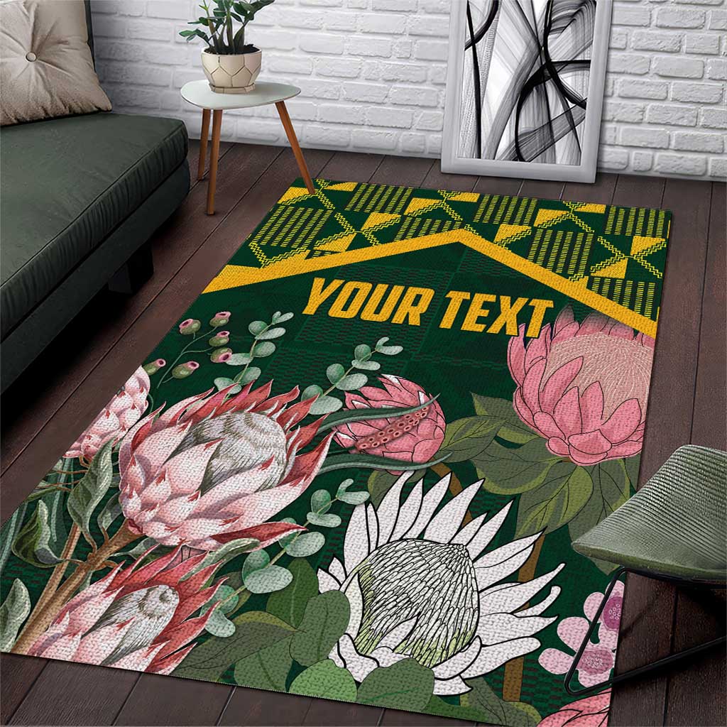 Personalized South Africa With Afro King Protea Area Rug Kente Patterns