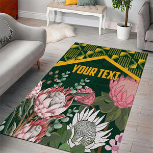 Personalized South Africa With Afro King Protea Area Rug Kente Patterns