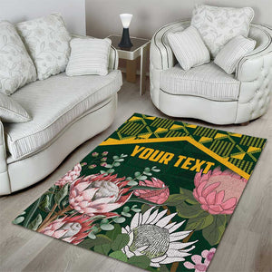 Personalized South Africa With Afro King Protea Area Rug Kente Patterns