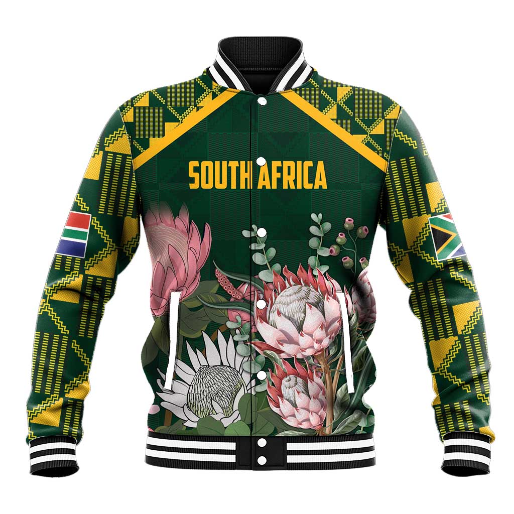 Personalized South Africa With Afro King Protea Baseball Jacket Kente Patterns LT18