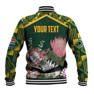 Personalized South Africa With Afro King Protea Baseball Jacket Kente Patterns LT18