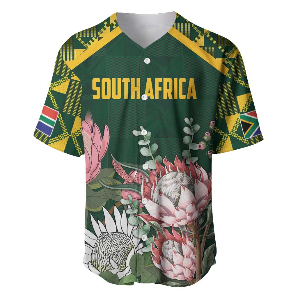 Personalized South Africa With Afro King Protea Baseball Jersey Kente Patterns
