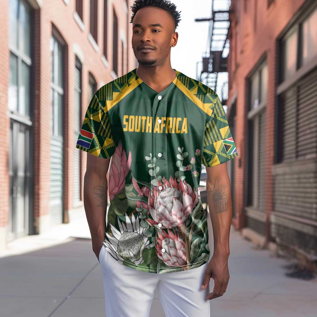Personalized South Africa With Afro King Protea Baseball Jersey Kente Patterns