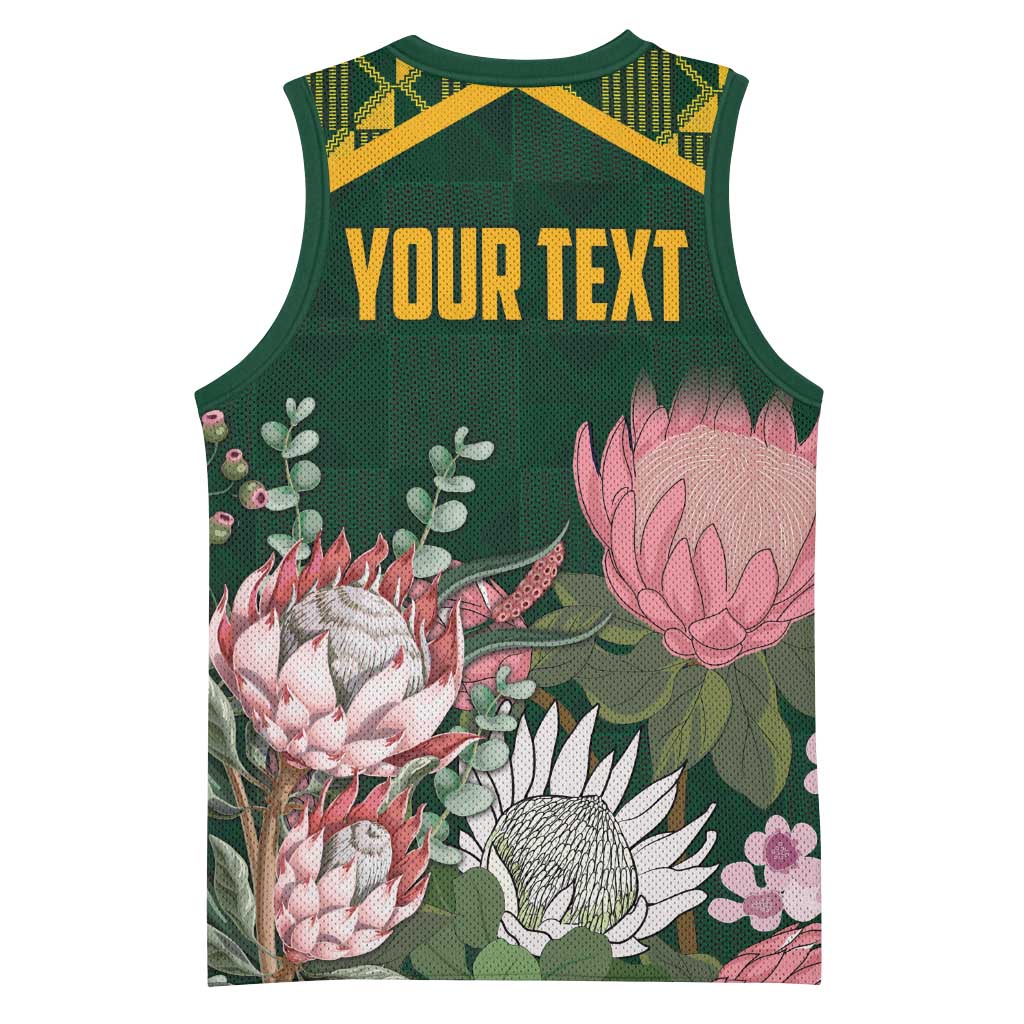Personalized South Africa With Afro King Protea Basketball Jersey Kente Patterns LT18