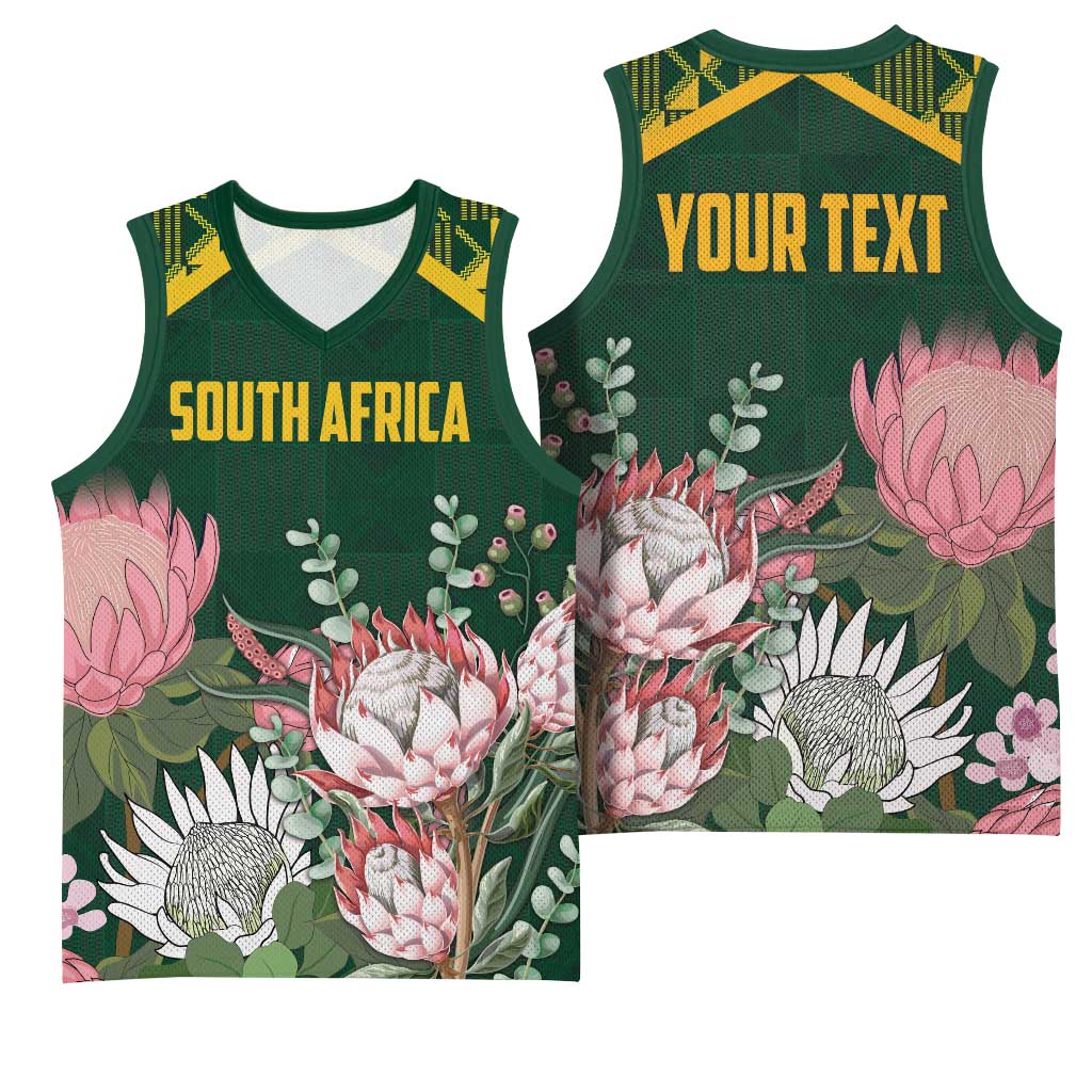Personalized South Africa With Afro King Protea Basketball Jersey Kente Patterns LT18