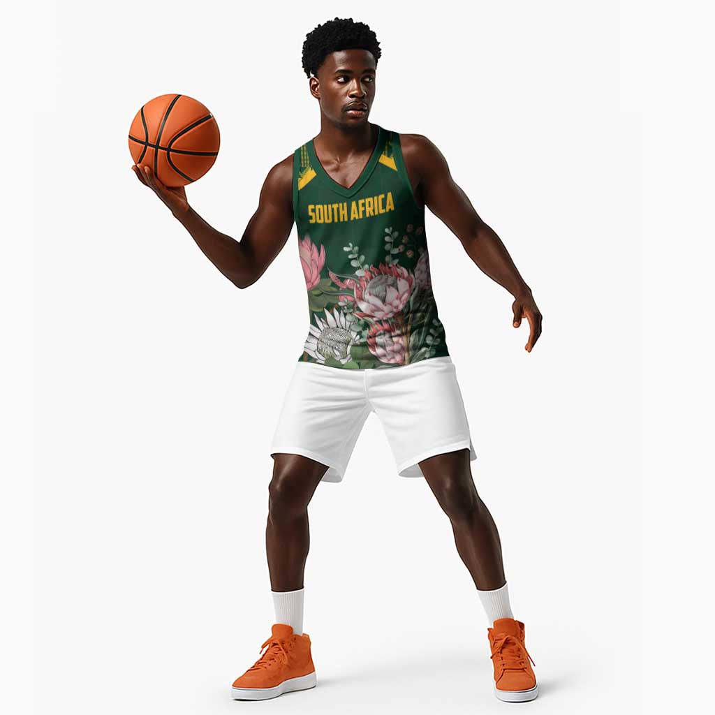 Personalized South Africa With Afro King Protea Basketball Jersey Kente Patterns LT18