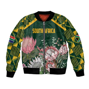 Personalized South Africa With Afro King Protea Bomber Jacket Kente Patterns