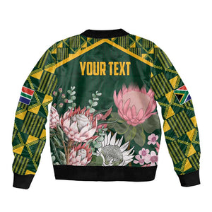 Personalized South Africa With Afro King Protea Bomber Jacket Kente Patterns