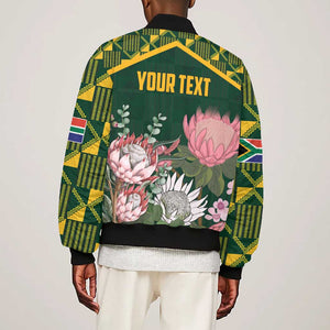 Personalized South Africa With Afro King Protea Bomber Jacket Kente Patterns