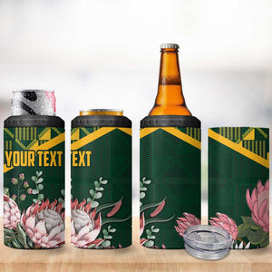 Personalized South Africa With Afro King Protea 4 in 1 Can Cooler Tumbler Kente Patterns