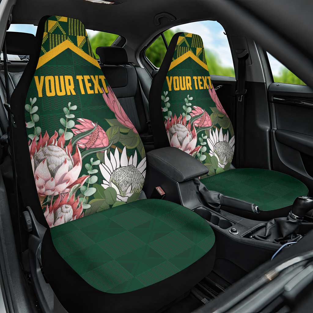 Personalized South Africa With Afro King Protea Car Seat Cover Kente Patterns