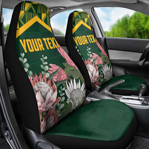 Personalized South Africa With Afro King Protea Car Seat Cover Kente Patterns