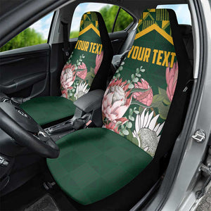 Personalized South Africa With Afro King Protea Car Seat Cover Kente Patterns