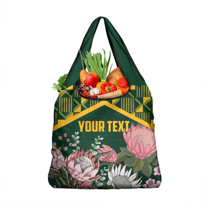 Personalized South Africa With Afro King Protea Grocery Bag Kente Patterns