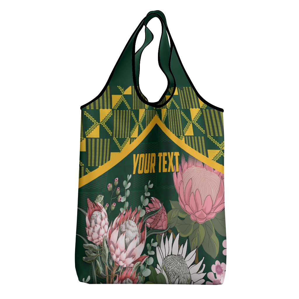 Personalized South Africa With Afro King Protea Grocery Bag Kente Patterns
