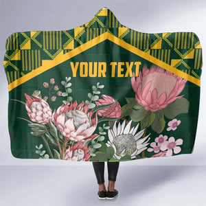 Personalized South Africa With Afro King Protea Hooded Blanket Kente Patterns