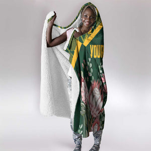 Personalized South Africa With Afro King Protea Hooded Blanket Kente Patterns