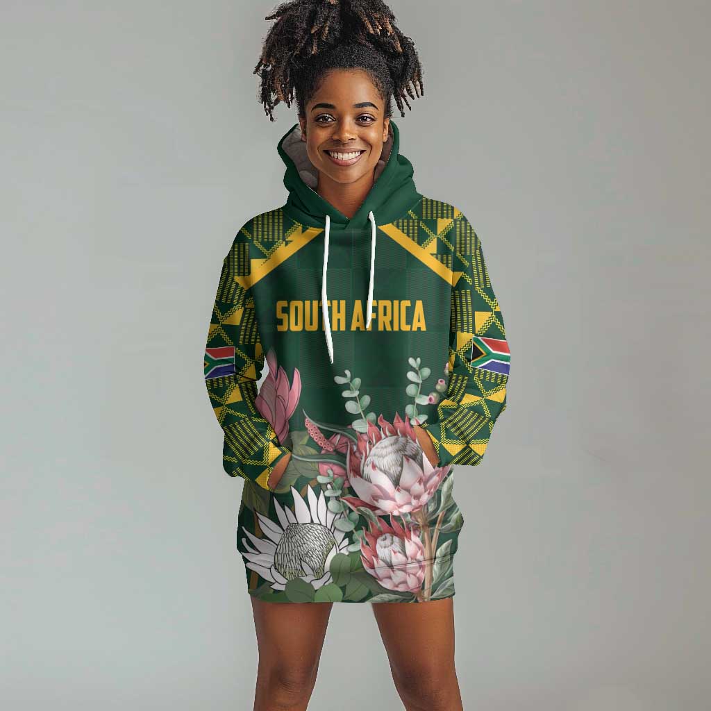 Personalized South Africa With Afro King Protea Hoodie Dress Kente Patterns