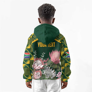 Personalized South Africa With Afro King Protea Kid Hoodie Kente Patterns