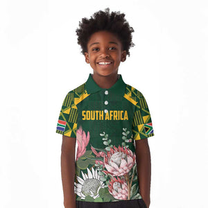 Personalized South Africa With Afro King Protea Kid Polo Shirt Kente Patterns