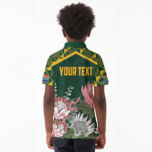 Personalized South Africa With Afro King Protea Kid Polo Shirt Kente Patterns