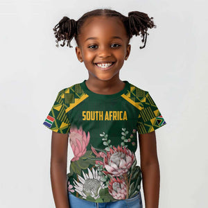 Personalized South Africa With Afro King Protea Kid T shirt Kente Patterns