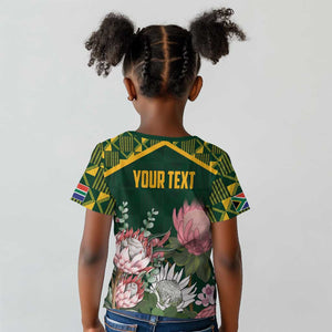 Personalized South Africa With Afro King Protea Kid T shirt Kente Patterns