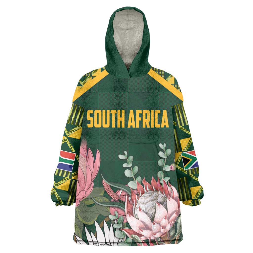 Personalized South Africa With Afro King Protea KId Wearable Blanket Hoodie Kente Patterns