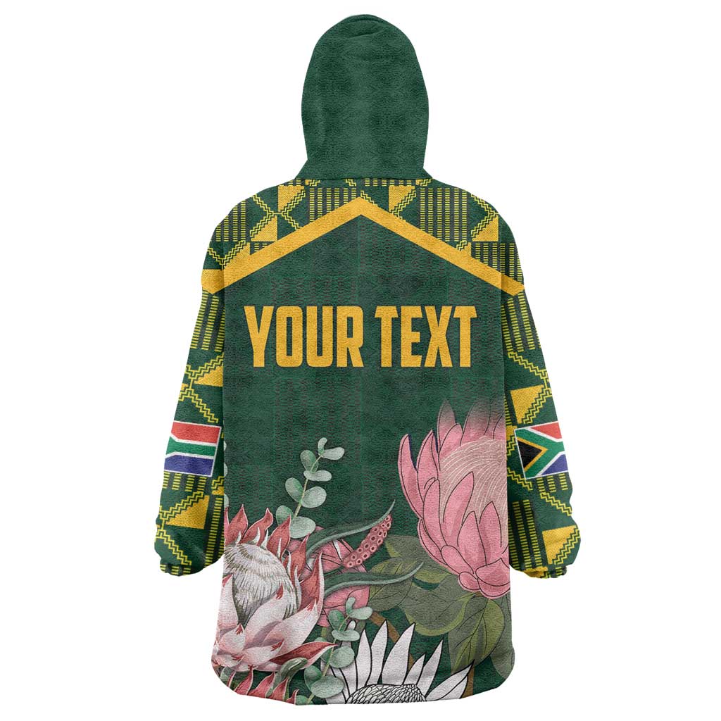Personalized South Africa With Afro King Protea KId Wearable Blanket Hoodie Kente Patterns