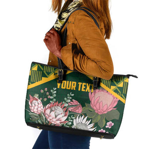 Personalized South Africa With Afro King Protea Leather Tote Bag Kente Patterns