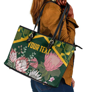 Personalized South Africa With Afro King Protea Leather Tote Bag Kente Patterns