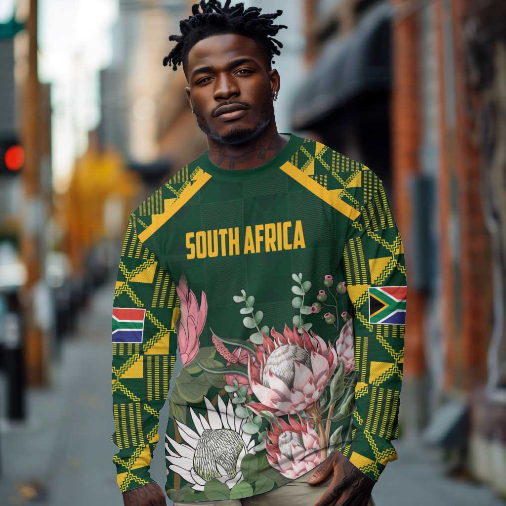 Personalized South Africa With Afro King Protea Long Sleeve Shirt Kente Patterns LT18