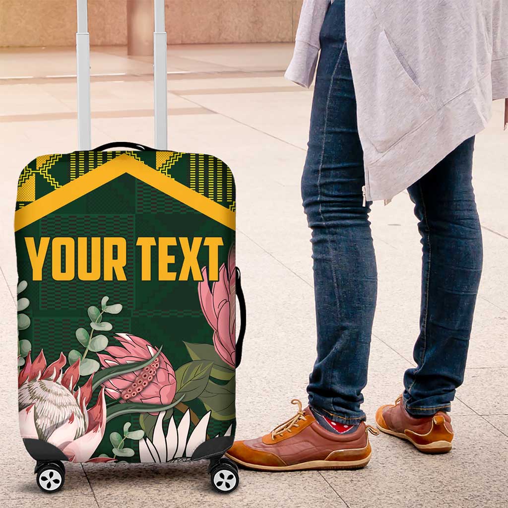 Personalized South Africa With Afro King Protea Luggage Cover Kente Patterns