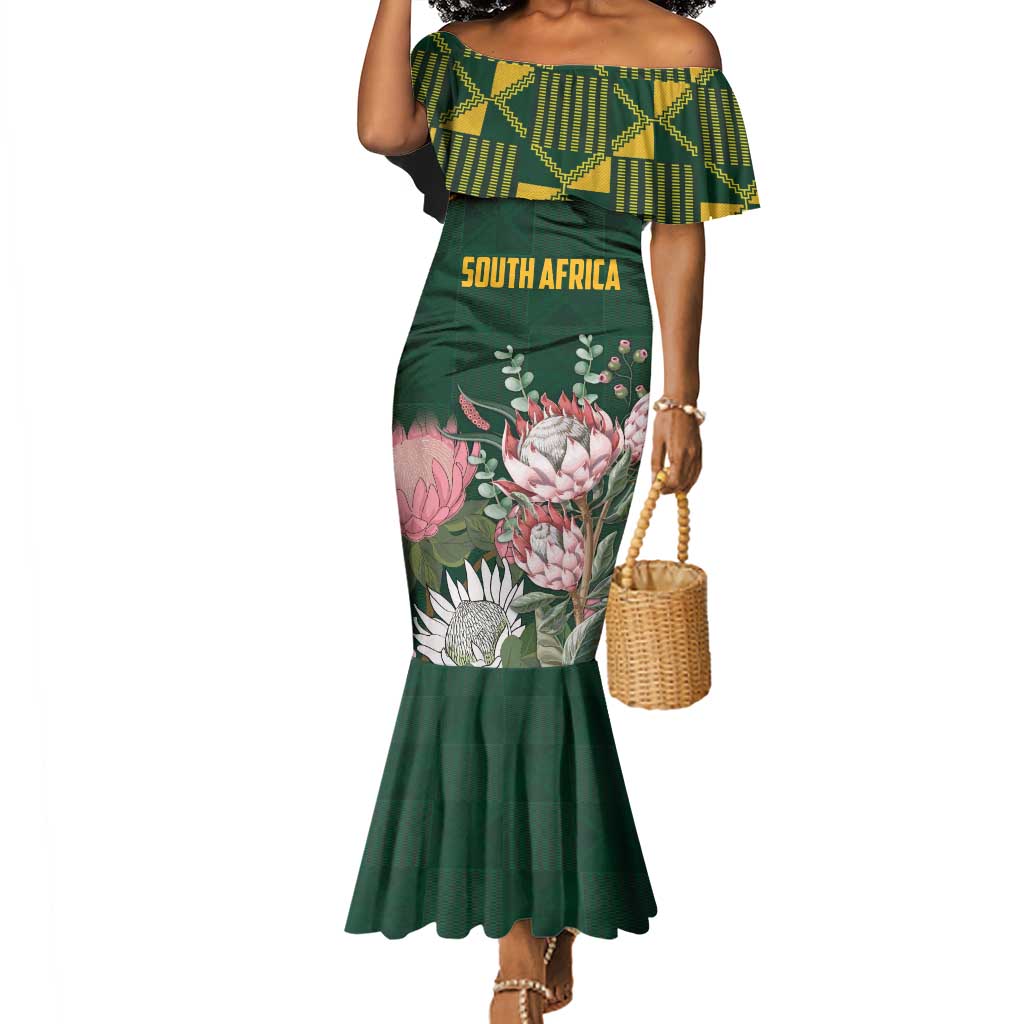 Personalized South Africa With Afro King Protea Mermaid Dress Kente Patterns