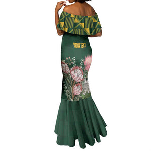 Personalized South Africa With Afro King Protea Mermaid Dress Kente Patterns