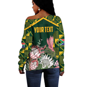 Personalized South Africa With Afro King Protea Off Shoulder Sweater Kente Patterns