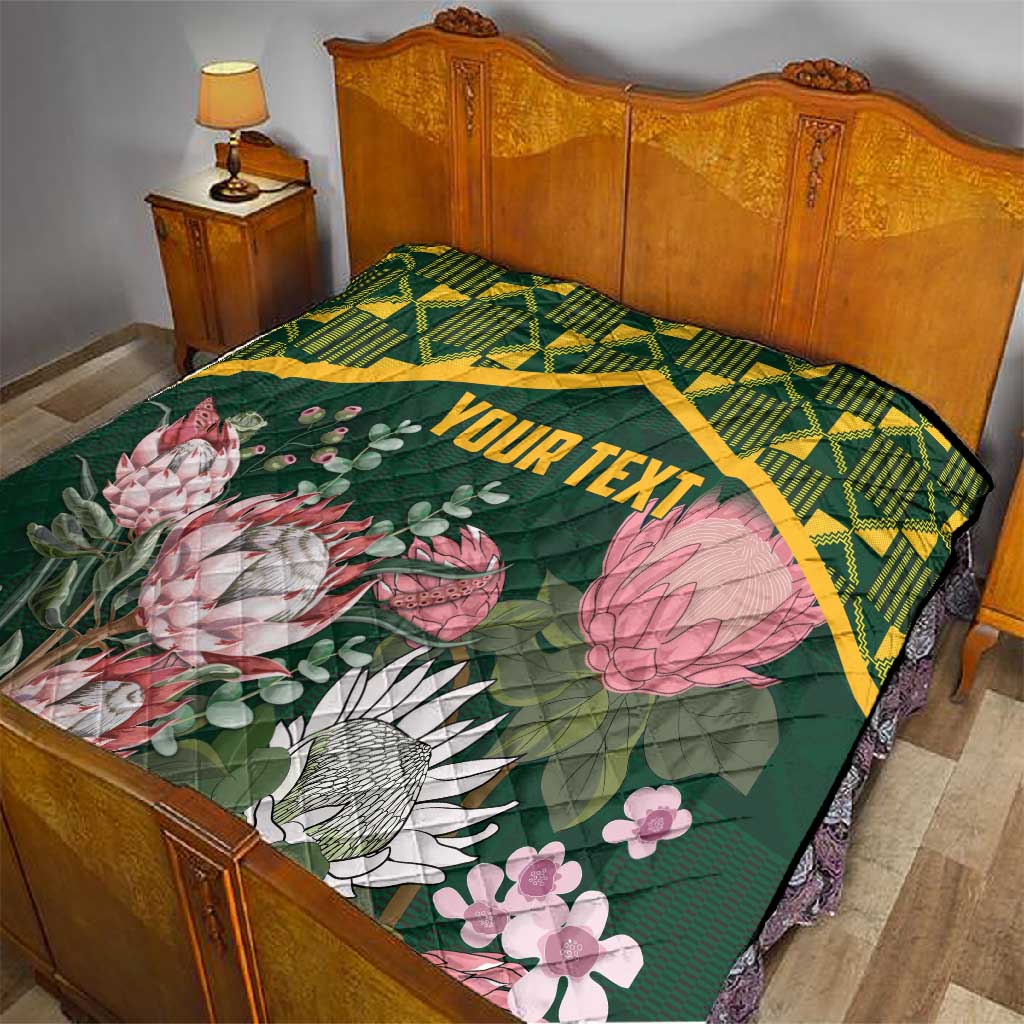 Personalized South Africa With Afro King Protea Quilt Kente Patterns