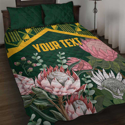 Personalized South Africa With Afro King Protea Quilt Bed Set Kente Patterns