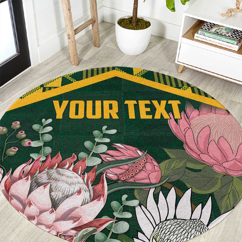 Personalized South Africa With Afro King Protea Round Carpet Kente Patterns