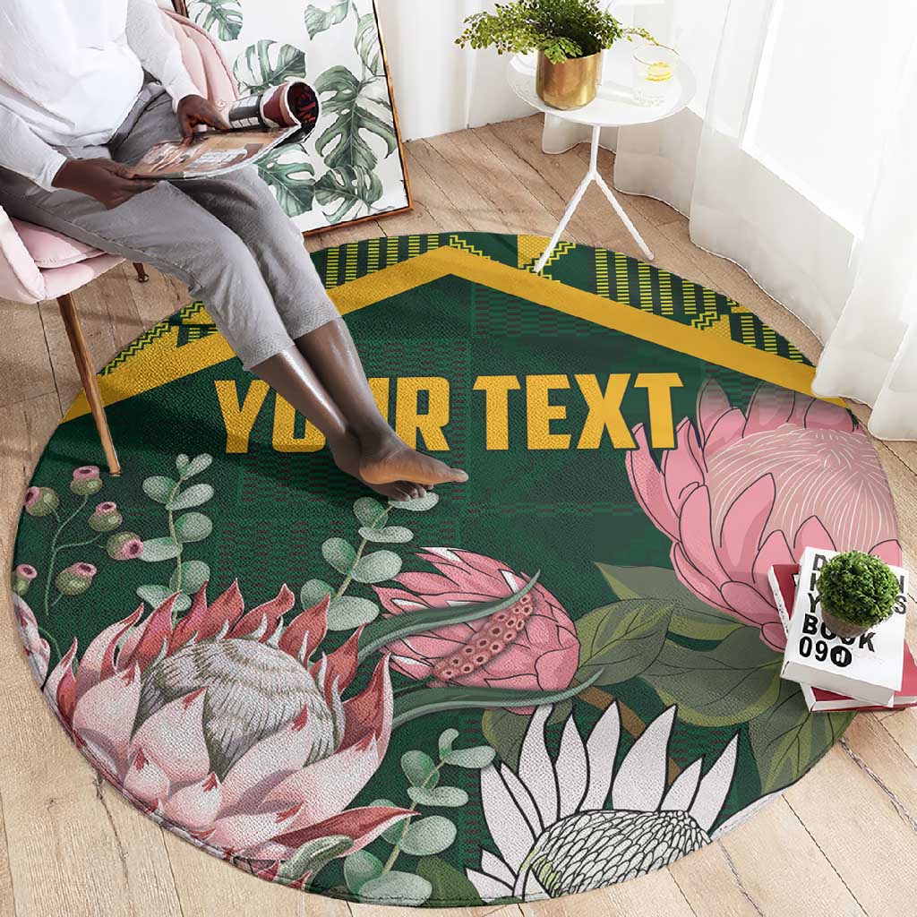Personalized South Africa With Afro King Protea Round Carpet Kente Patterns