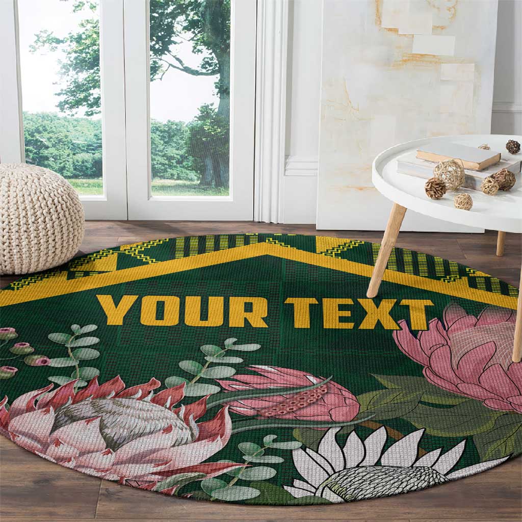 Personalized South Africa With Afro King Protea Round Carpet Kente Patterns