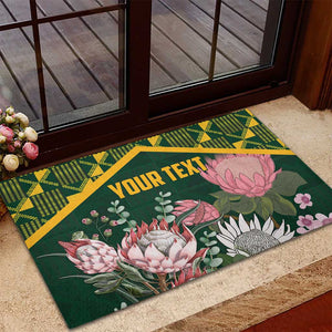 Personalized South Africa With Afro King Protea Rubber Doormat Kente Patterns