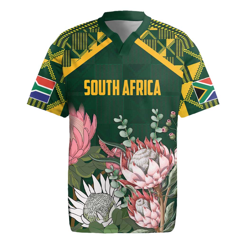 Personalized South Africa With Afro King Protea Rugby Jersey Kente Patterns