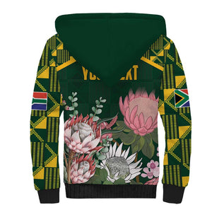 Personalized South Africa With Afro King Protea Sherpa Hoodie Kente Patterns