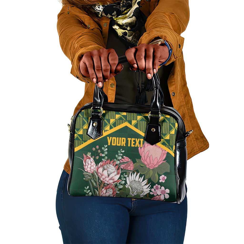 Personalized South Africa With Afro King Protea Shoulder Handbag Kente Patterns