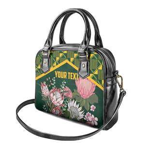 Personalized South Africa With Afro King Protea Shoulder Handbag Kente Patterns