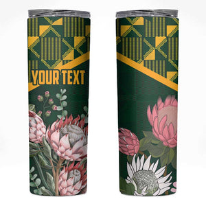 Personalized South Africa With Afro King Protea Skinny Tumbler Kente Patterns