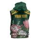 Personalized South Africa With Afro King Protea Sleeveless Zip Hoodie Kente Patterns - African Pride